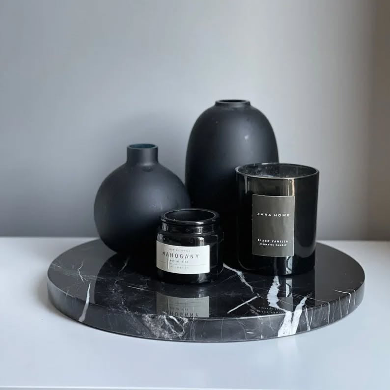 Plateau Rond en Marbre 20 cm – Plateau Décoratif ou de Service